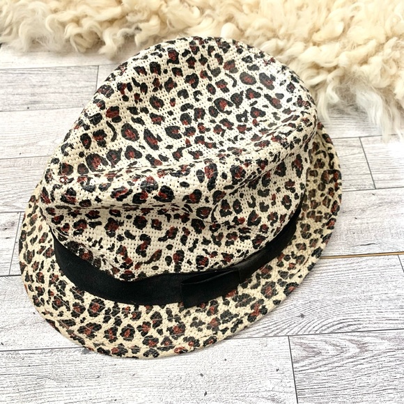 Straw Cheetah Print Fedora Beach Hat - Picture 7 of 10